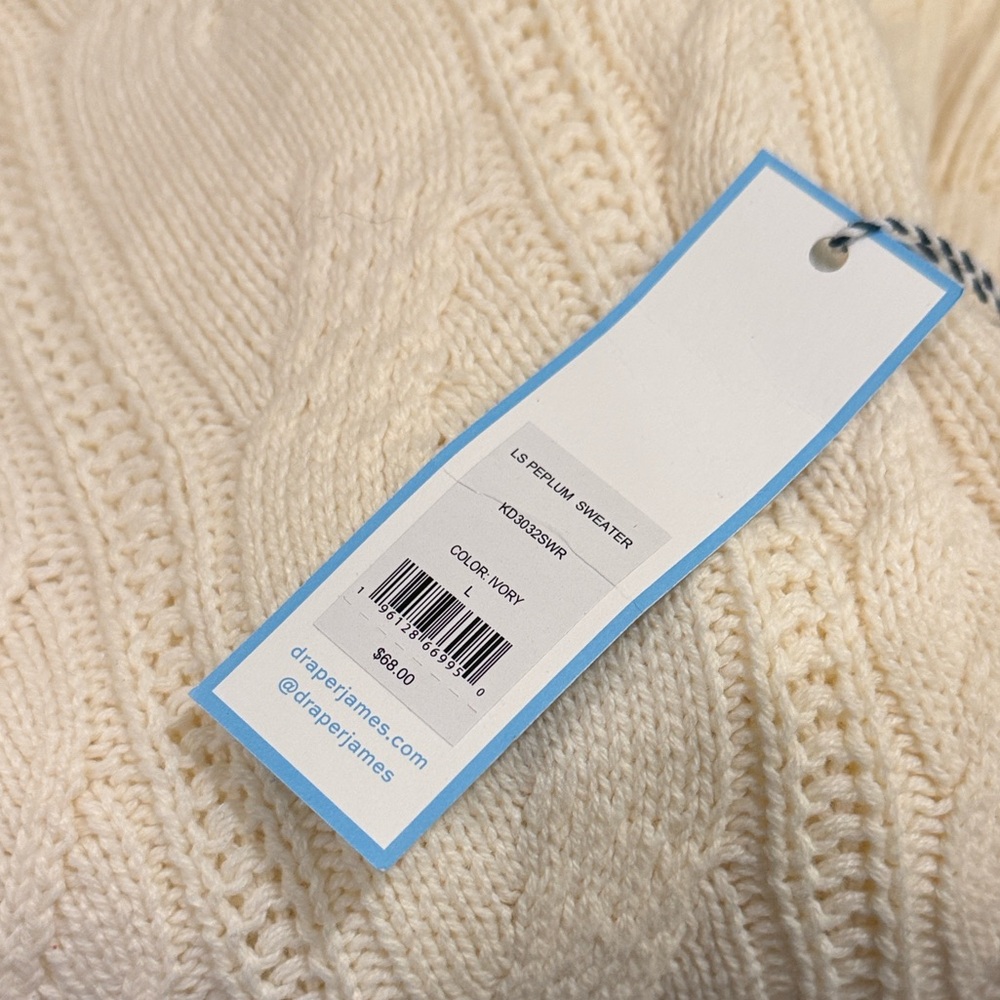 Draper James Cream Knitted Ruffle Sweater NWT - Picture 7 of 9